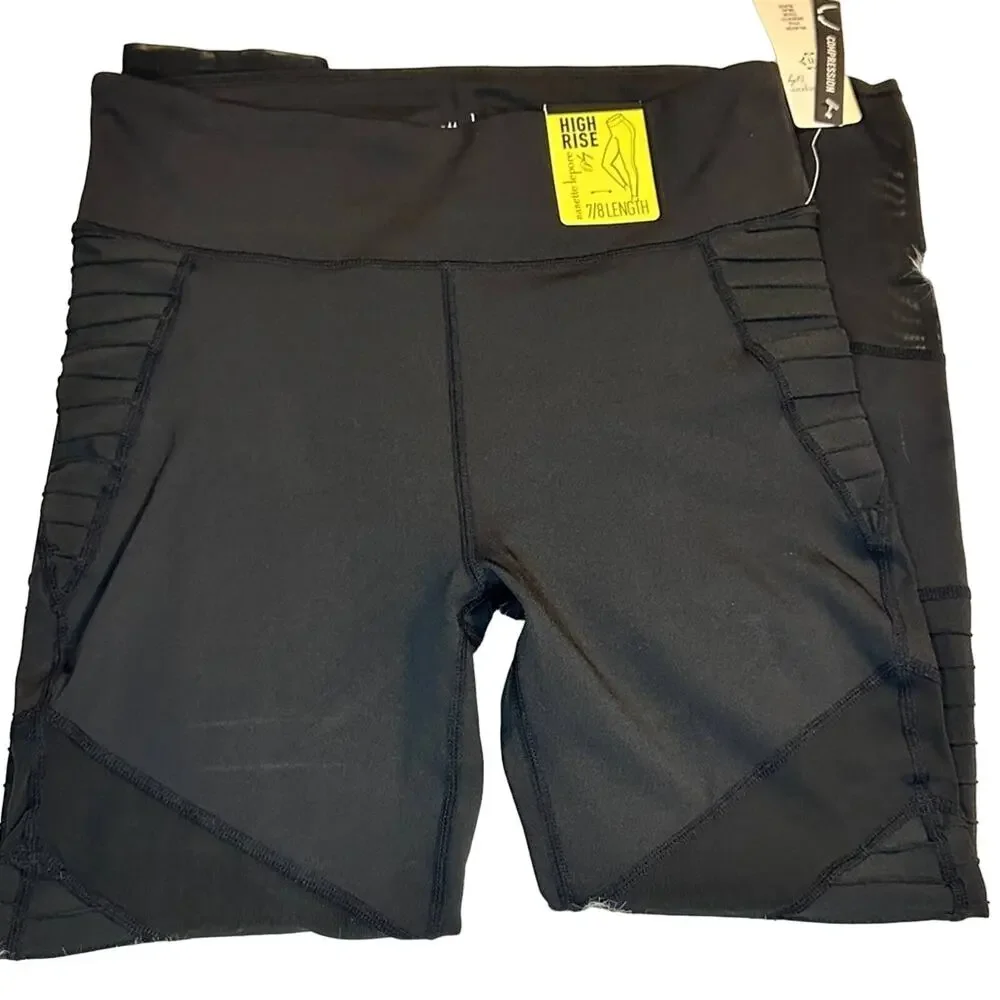 Nanette Lepore‎ Women's Leggings Large Black Play High Rise Mesh Compression